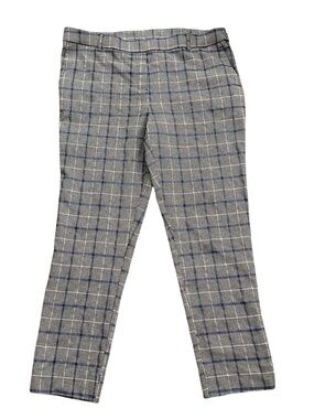 Jules & Leopold Plaid Ankle Pants - Gray with Blue/Pink Stripes - Size Large